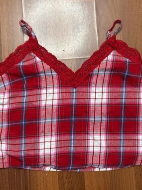 Colsie Red Plaid‎ Button-Front Cami
